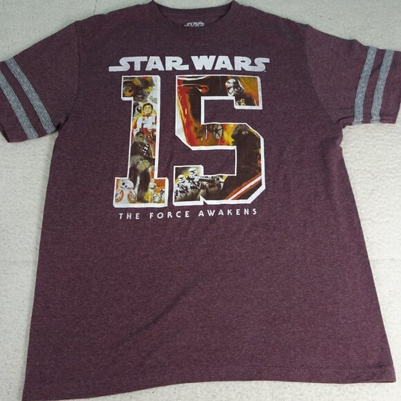 Star Wars The Force Awakens Maroon T-Shirt Medium - Picture 1 of 4